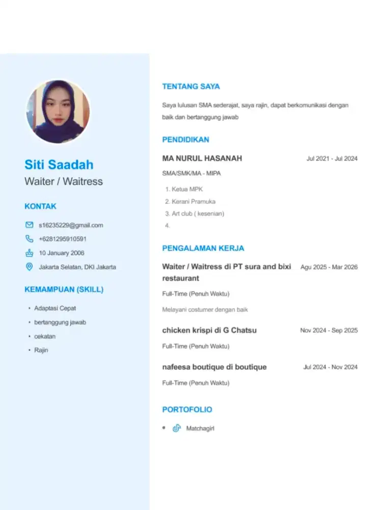 Info lowongan daerah bekasi Selatan