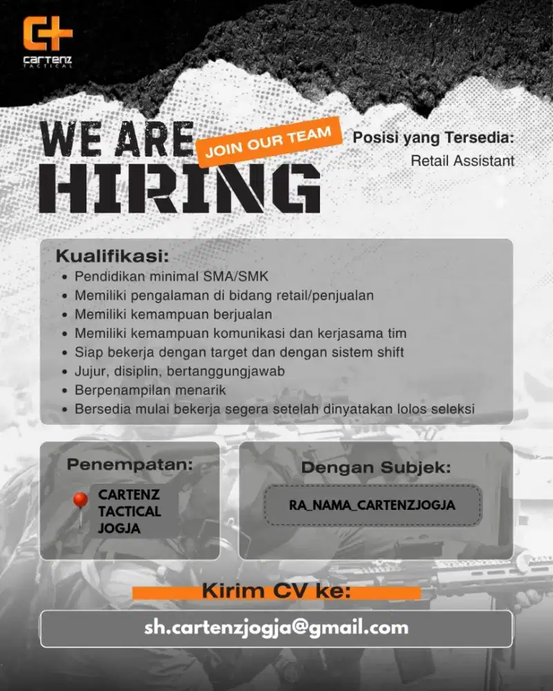 Dibutuhkan Retail Asstant/SPB
