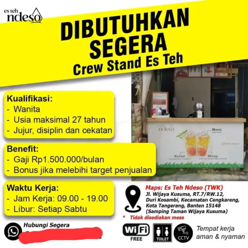 Lowongan Jaga Es Teh (WANITA)