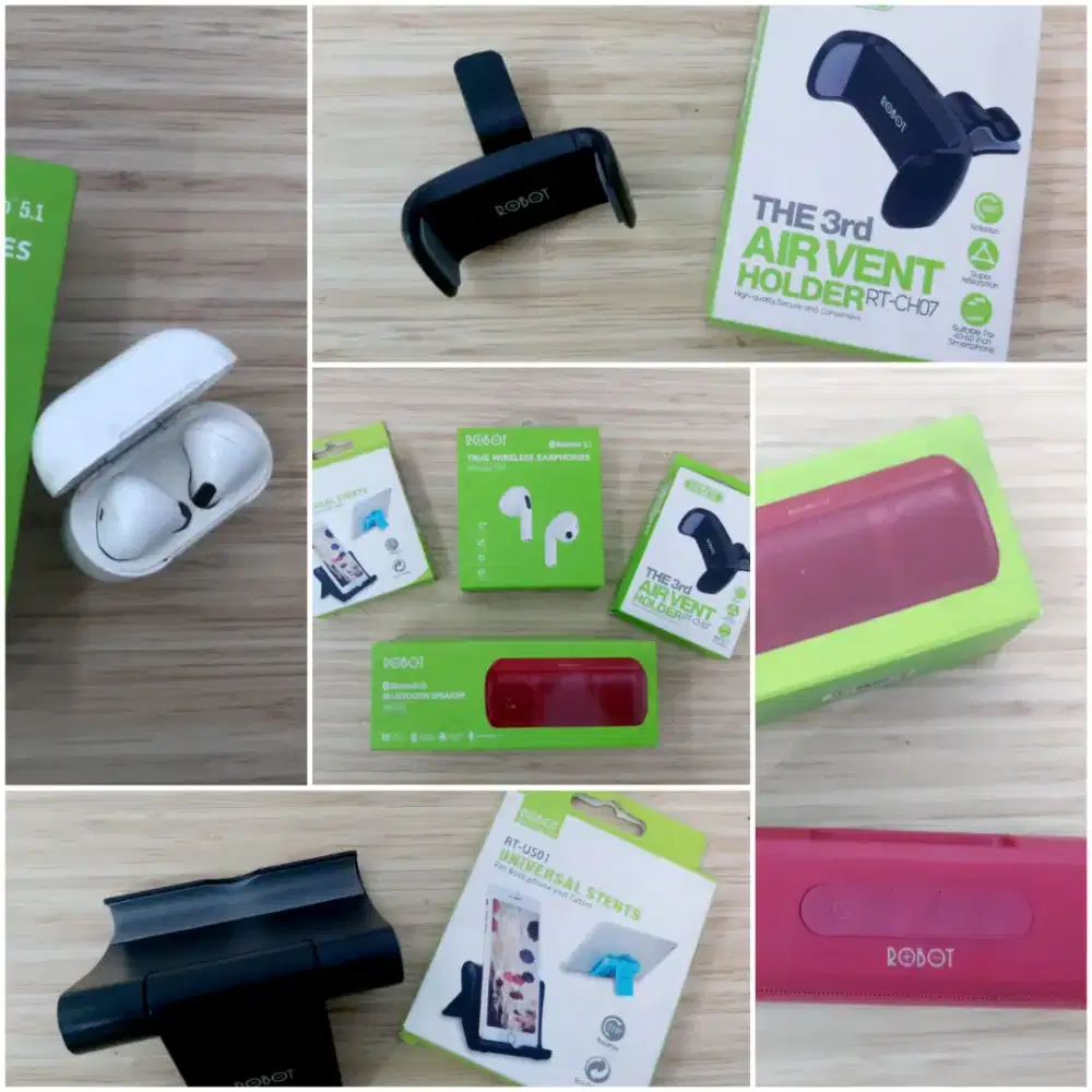 ROBOT 4 Unit Accesories Bluetooth Earphones  Speaker HP / Tablet / Car