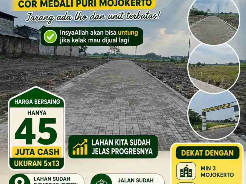 Sisa 42 Unit Tanah Murah siap Bangun di Puri Mojokerto, Mojokerto