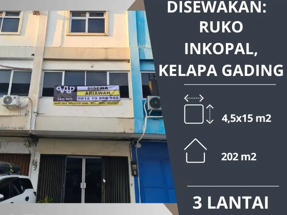 Disewa: Ruko Inkopal Kelapa Gading, Jakarta Utara