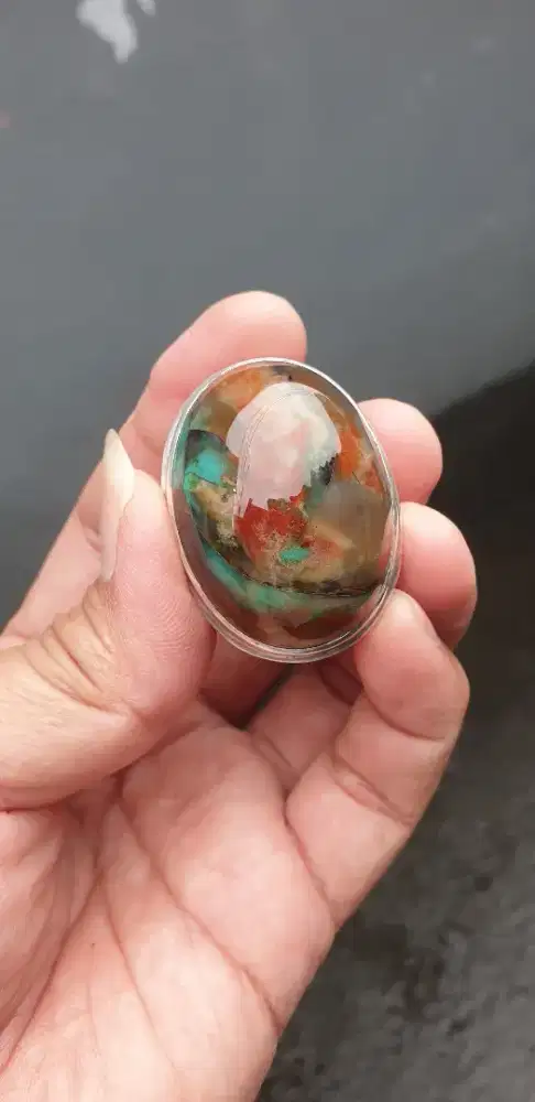 Cincin nqtural  batu Panca warna garut multi colour