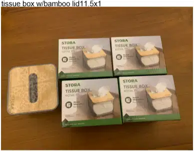 tissue box w/bamboo lid11.5x1