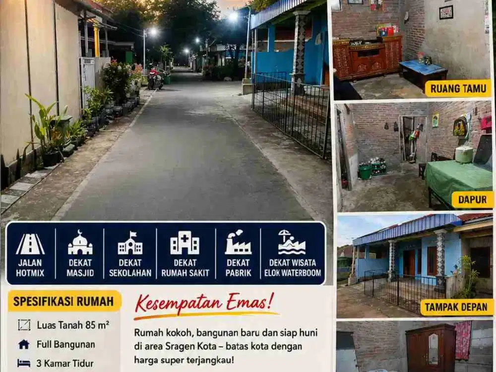 BU Rumah Full Bangunan Harga 165 Juta di Sragen Kota