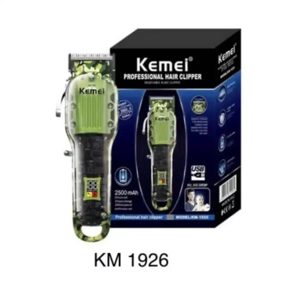 Alat Cukur Rambut Kemei KM-1926 Hair Clipper LCD Motiv Army