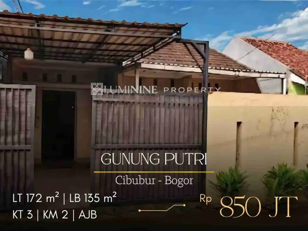 DIJUAL RUMAH DEKAT JALAN GUNUNG PUTRI CIBUBUR