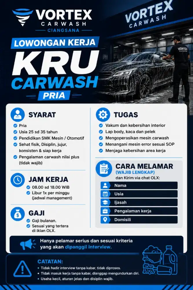 LOWONGAN KERJA KRU CARWASH