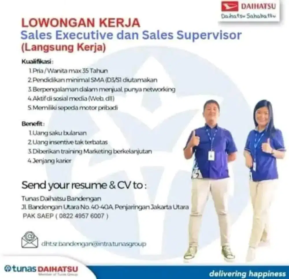 Lowongan Sales & SPV Tunas daihatsu