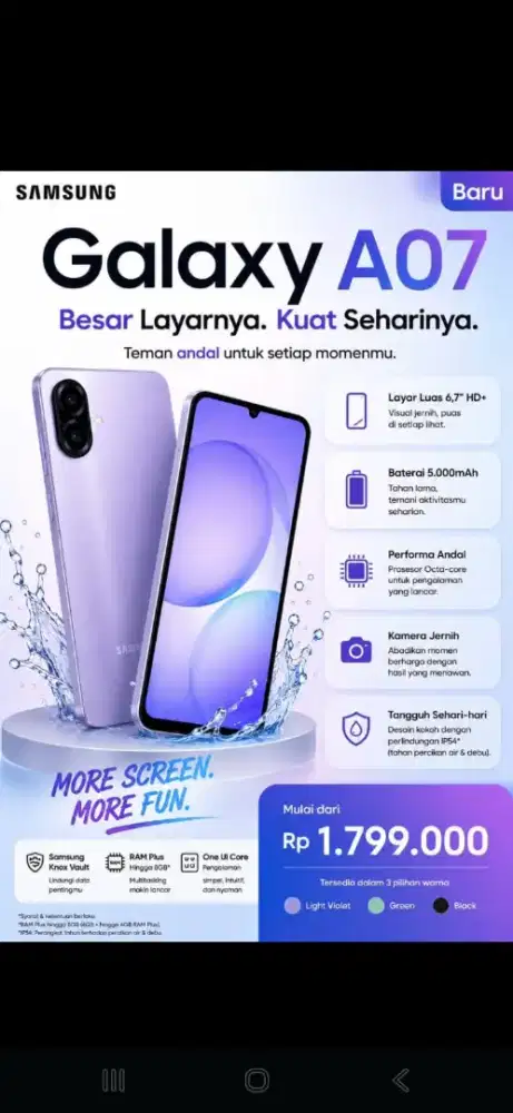 SAMSUNG A07 MULAI 1JUTAAN DP 0%