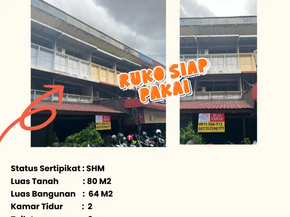 DI JUAL RUKO 3 LANTAI LOKASI STRATEGIS DI PUSAT KOTA