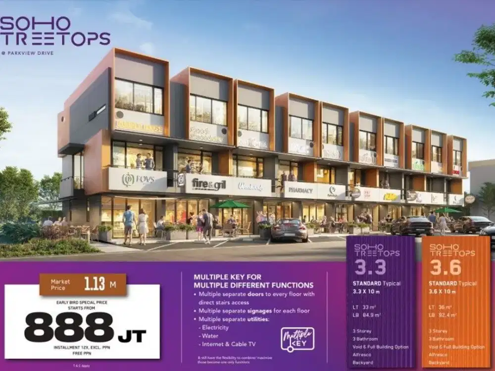 Area Premium Alfresco Investasi Cerdas! Rumah 3 Lantai Harga 800 Jutaan
