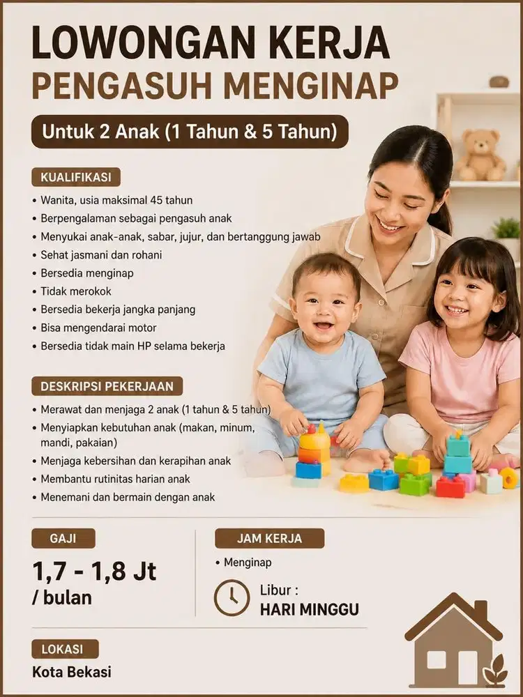 Dicari pengasuh menginap