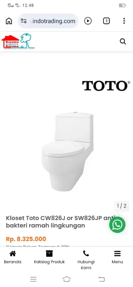 Kloset duduk model mewah besar mrek Toto type CW826J
