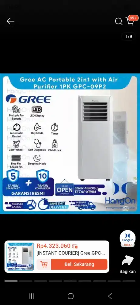 AC portable, merek GREE 1PK