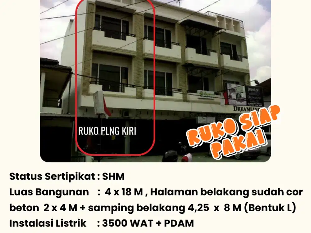 dI JUAL RUKO 3 LANTAI DI TENGAH KOTA PONTIANAK