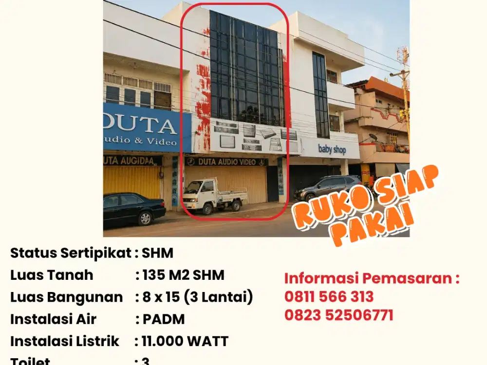 DIJUAL RUKO 3 LANTAI DIKAWASAN KORMERSIAL