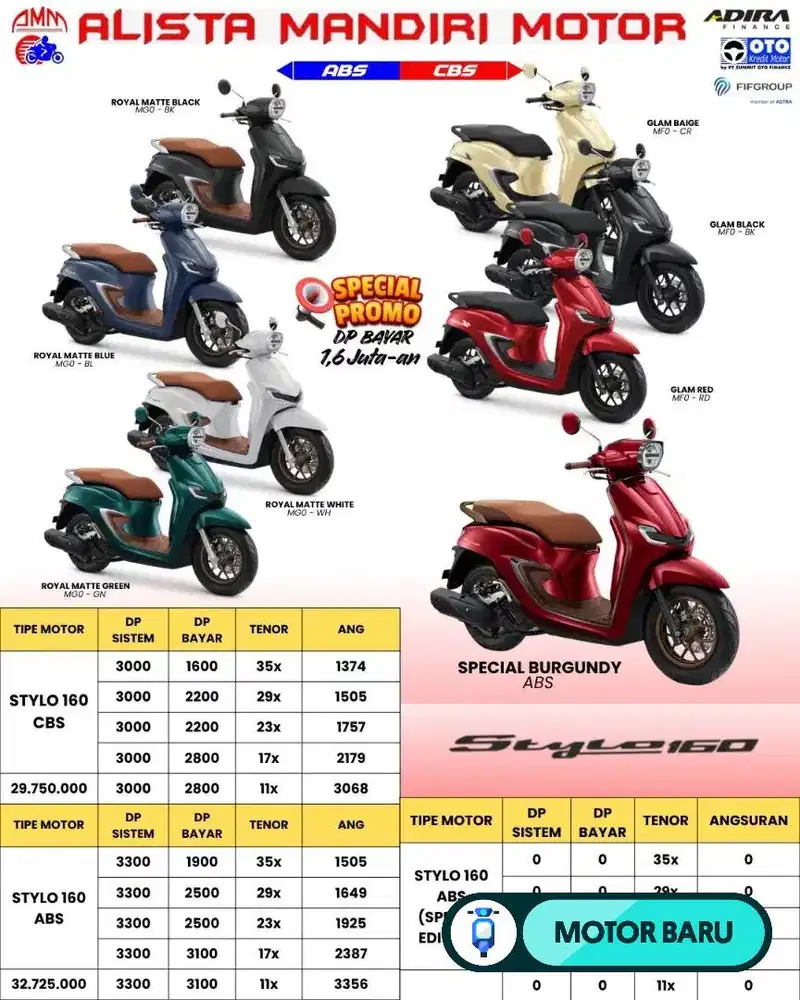 DP MULAI 1,6 JUTA STYLO 160 CBS 2026 CASH & KREDIT