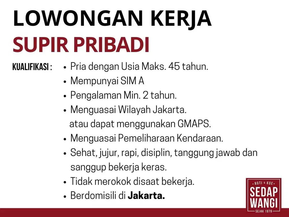 SUPIR PRIBADI di JAKARTA TIMUR