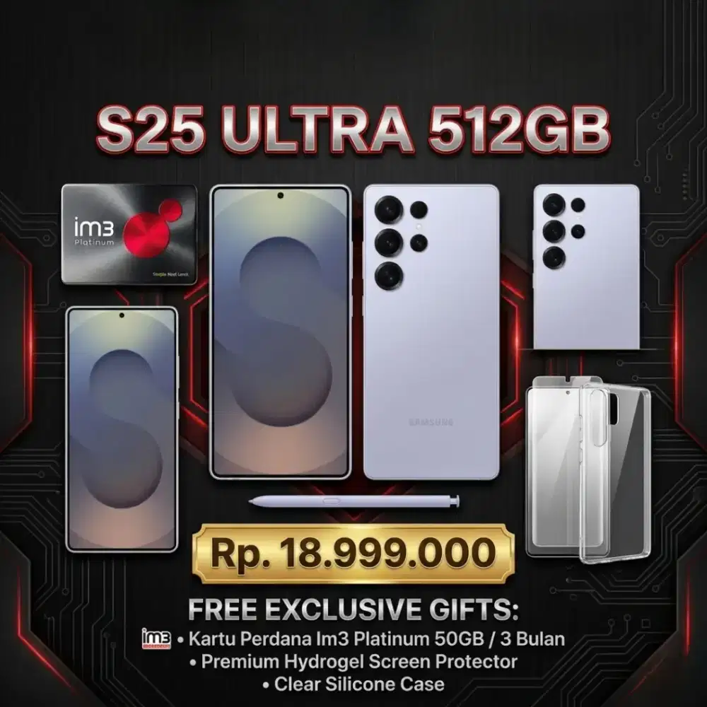SAMSUNG GALAXY S25 ULTRA 512GB FREE INDOSAT 50GB/3BULAN+HYDROGEL+CASE