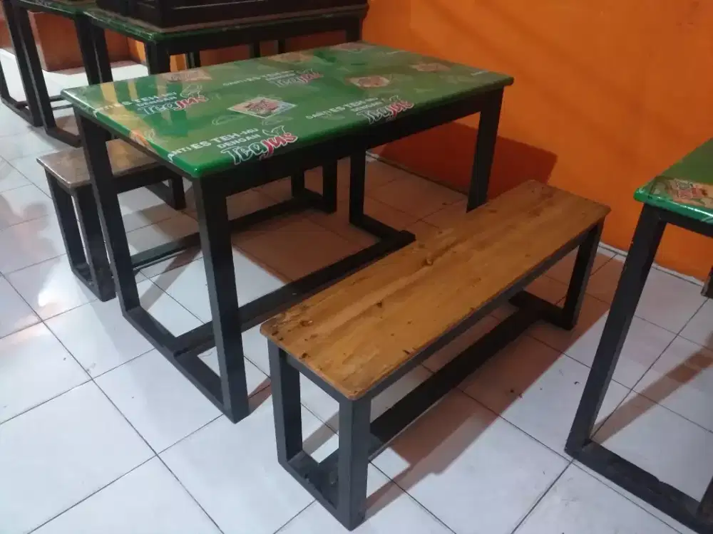 JUAL MEJA PANJANG KAYU SET 2 KURSI PANJANG
