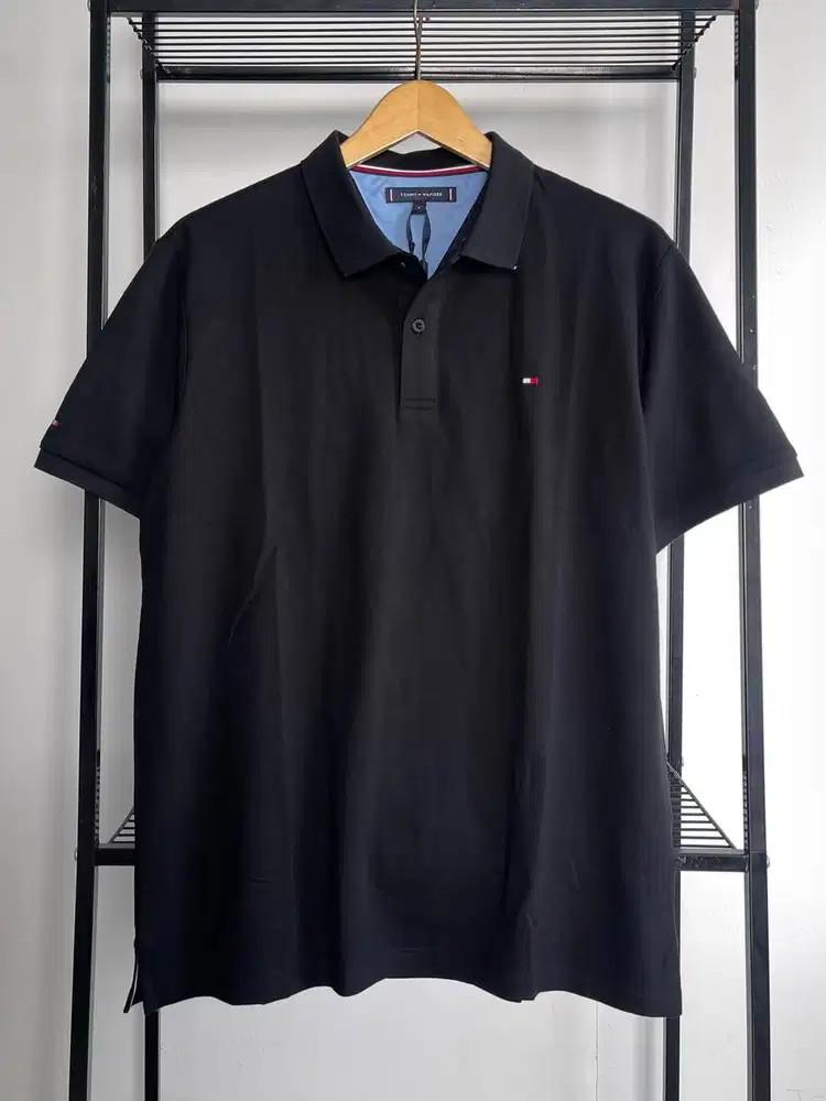 TOMMY HILFIGER 1985 REGULAR FIT STRETCH POLO SHIRT - BLACK (L)