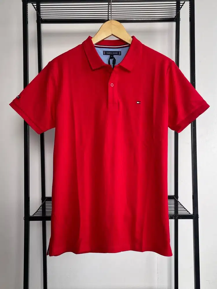TOMMY HILFIGER 1985 REGULAR FIT STRETCH POLO SHIRT - RED (M)