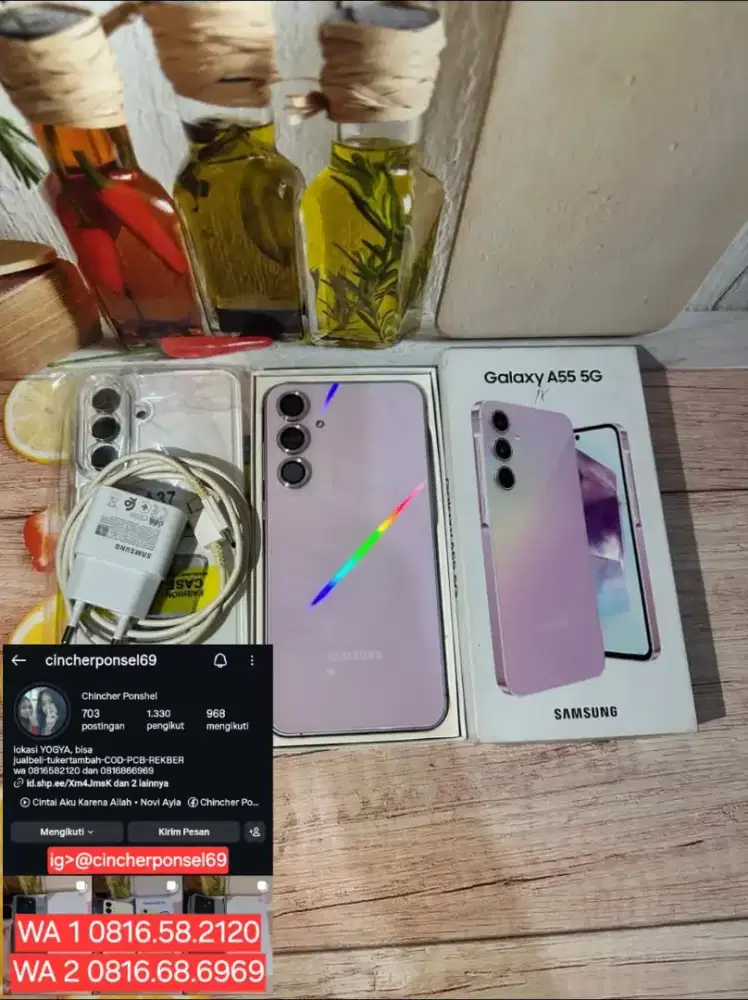 Jual hp likenew samsung A55 5G 8/256 istimewa grns resmi  free ADAPTOR