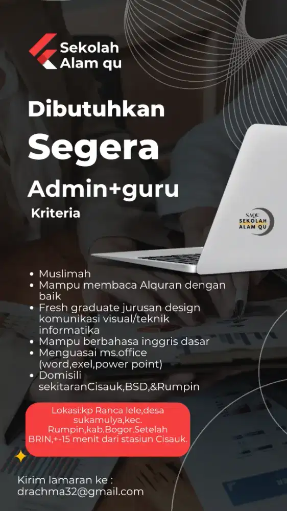 Lowongan admin+guru Alquran