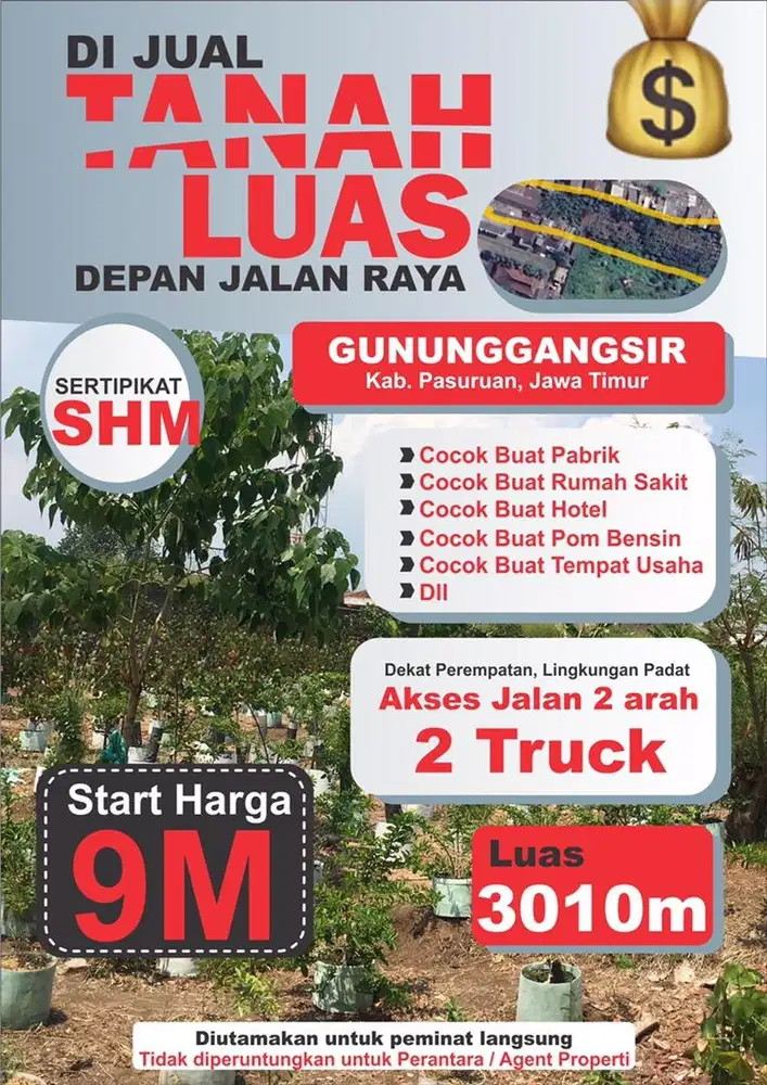 Dijual Cepat Lahan Tanah Luas Pasuruan