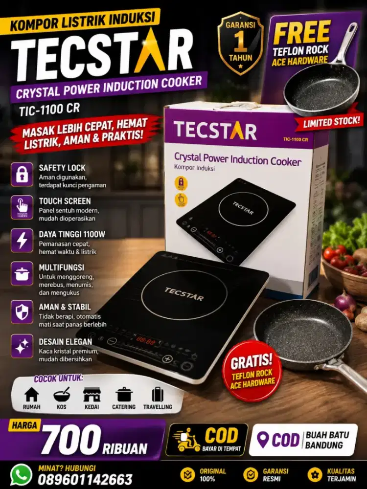Obral Kompor Listrik TECSTAR ori Garansi Lengkap Teflon Berkualitas