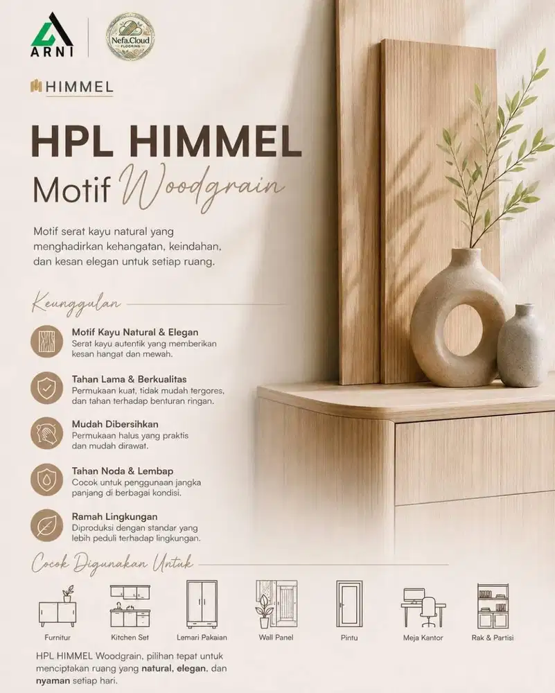HPL Himmel Kode 2H Motif Woodgrain Tebal 8mm / Pelapis Kayu Furniture