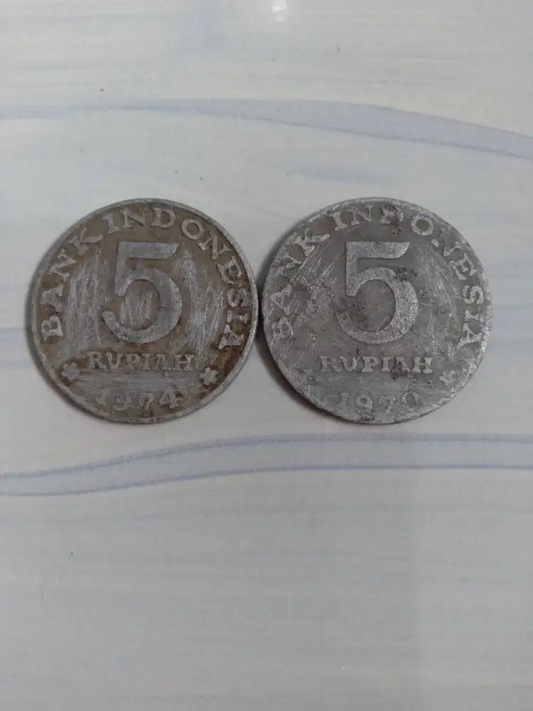 Koin 5 rupiah tahun 1974 dan 1970