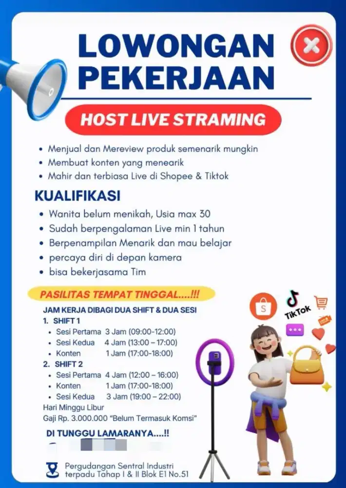 Lowongan kerja Hostlive & Content Creator