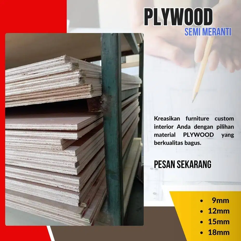 triplek mebel furnitur semi meranti halus 2 sisi