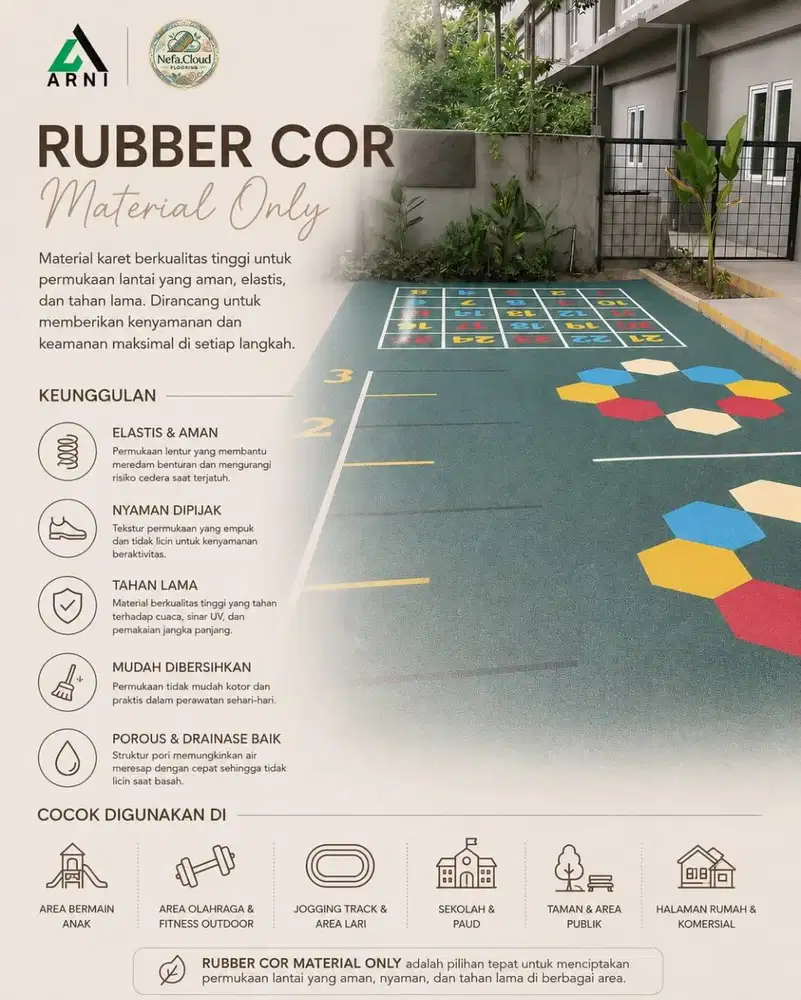 Rubber Cor PlayGround , Jogging Track, Fitness, GYM (ONLY MATERIAL)