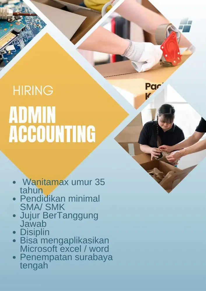 Dibutuhkan admin accounting untuk badan usaha CV