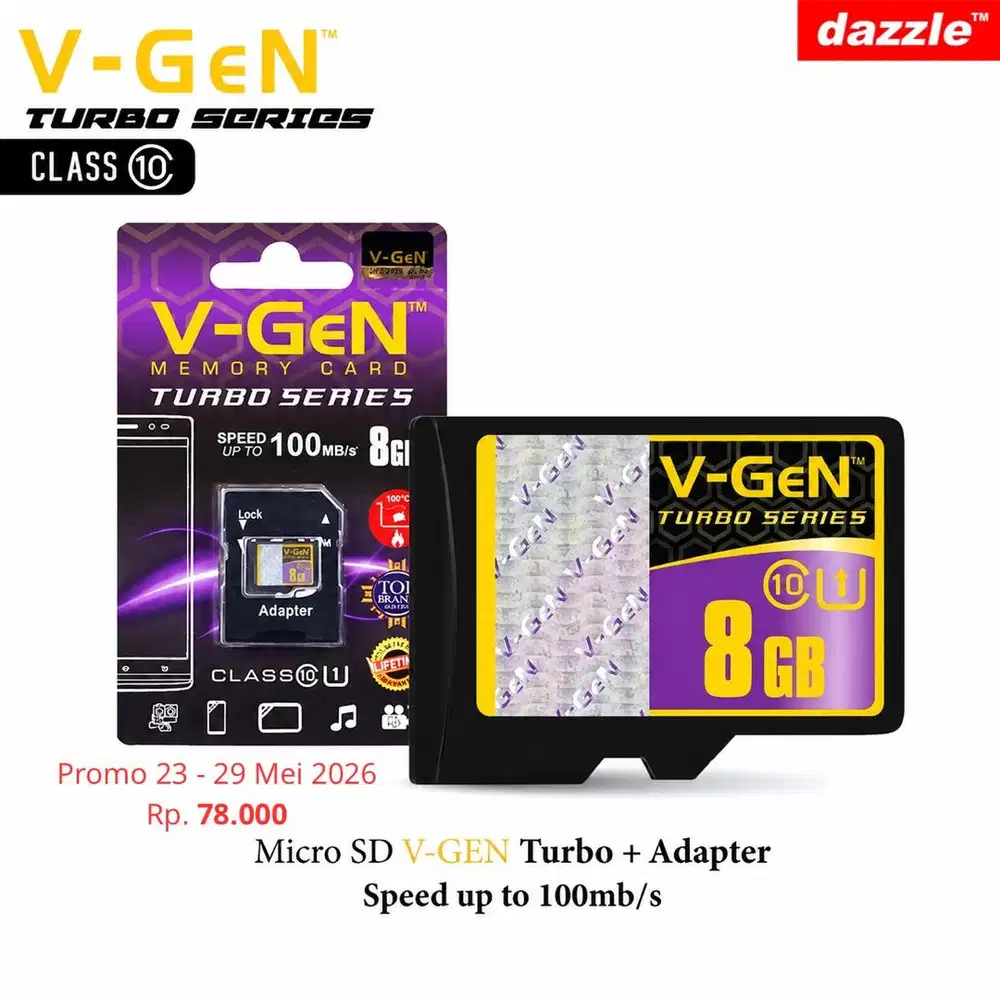 MicroSD Vgen turbo + adaptor 8gb