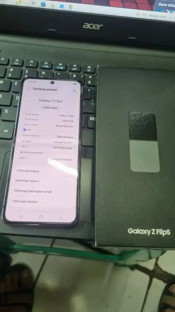 Samsung Z Flip 5 5G 8/512 lengkap non adaptor