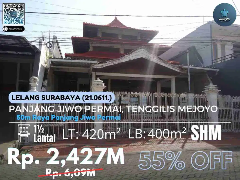 0611 Rumah Lelang Surabaya Panjang Jiwo Permai Tenggilis Mejoyo