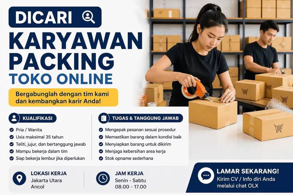 Lowongan Kerja Packing Barang Online Shop – Jakarta Utara (Ancol)