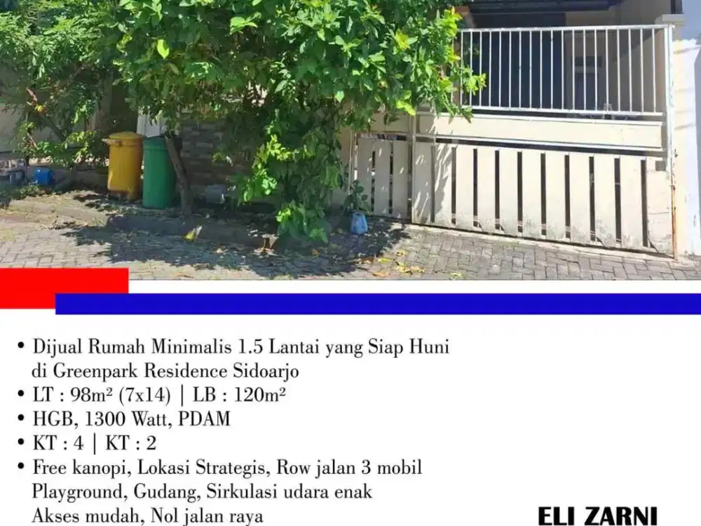 Dijual Rumah Minimalis 1.5 Lantai yang Siap Huni di Greenpark Residence Sidoarjo