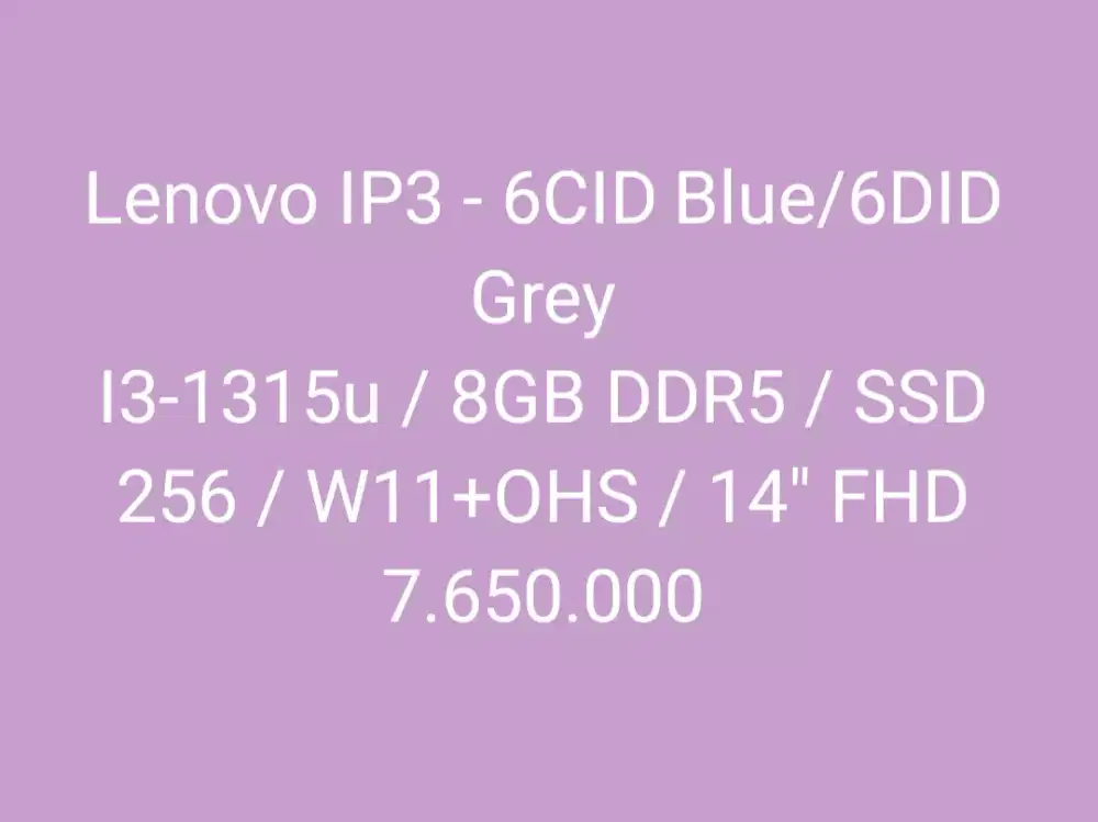 Lenovo IP3 - 6CID	Blue/6DID Grey