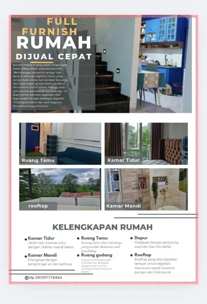 Dijual Rumah lokasi nyaman asri lingkungan hidup akses dekat tol