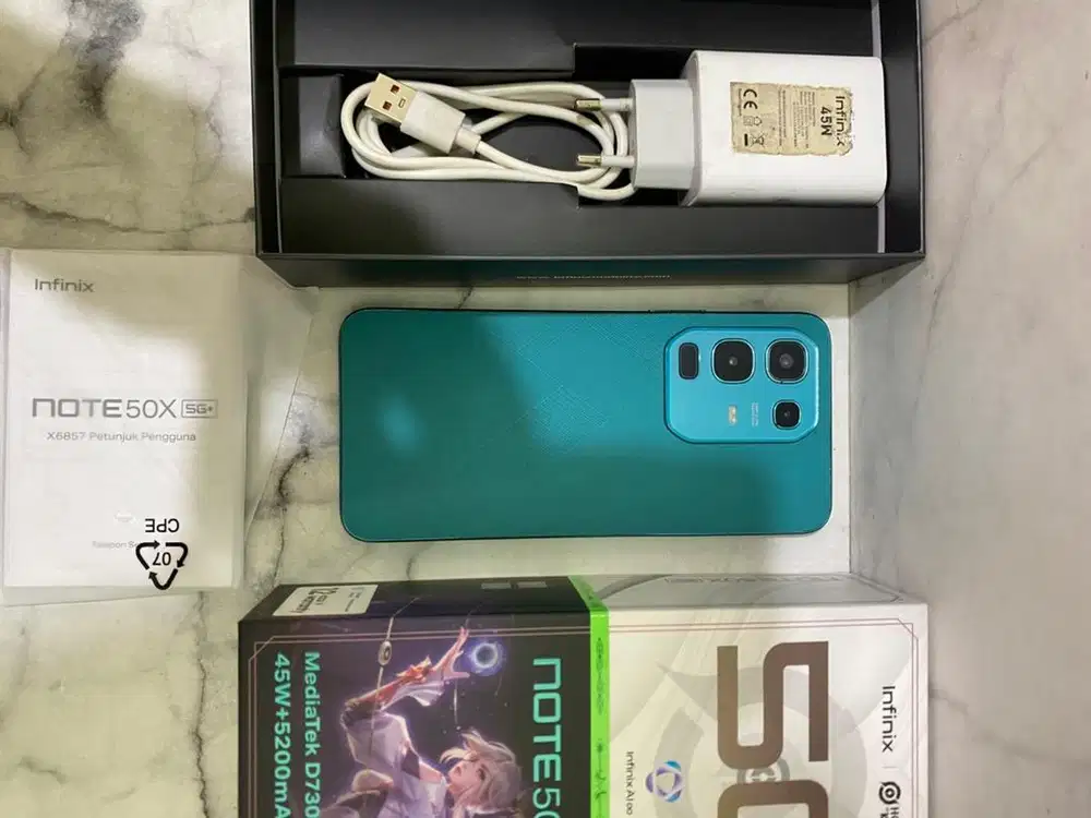 infinix note 50x 5g 8/256 second lengkap & original bawaan