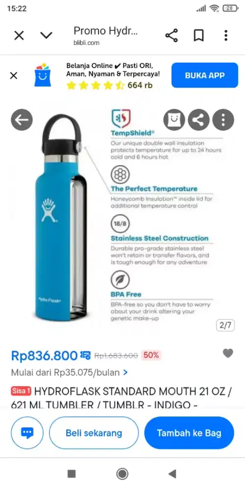 HYDRO FLASK 21 OZ/621 ML