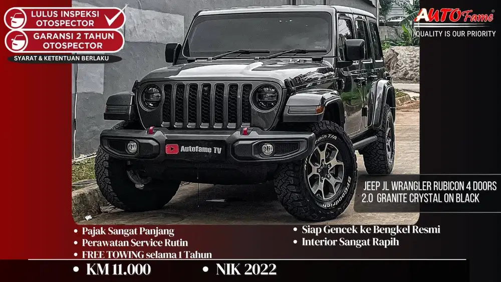 Jeep JL Wrangler Rubicon 4 Doors 2.0 NIK 2022 Granite Crystal On Blac