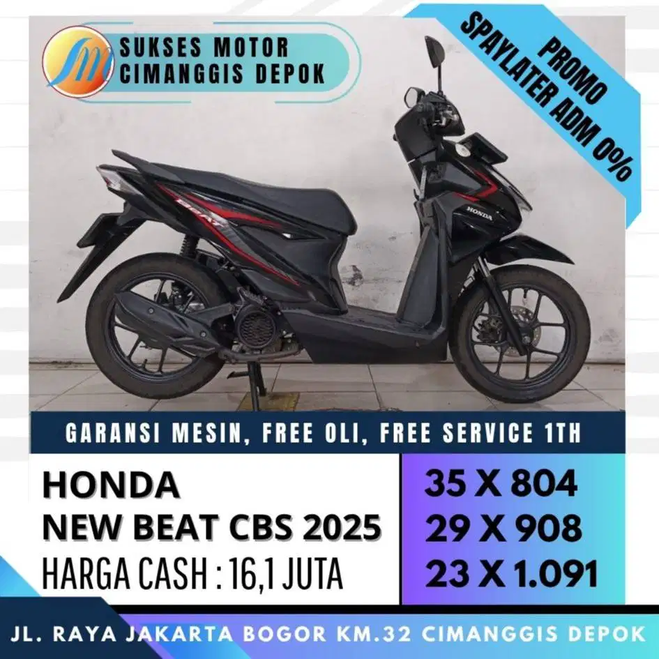 NEW BEAT CBS 2025 TERMURAH CASH KREDIT CICILAN RINGAN [SUKSES MOTOR]
