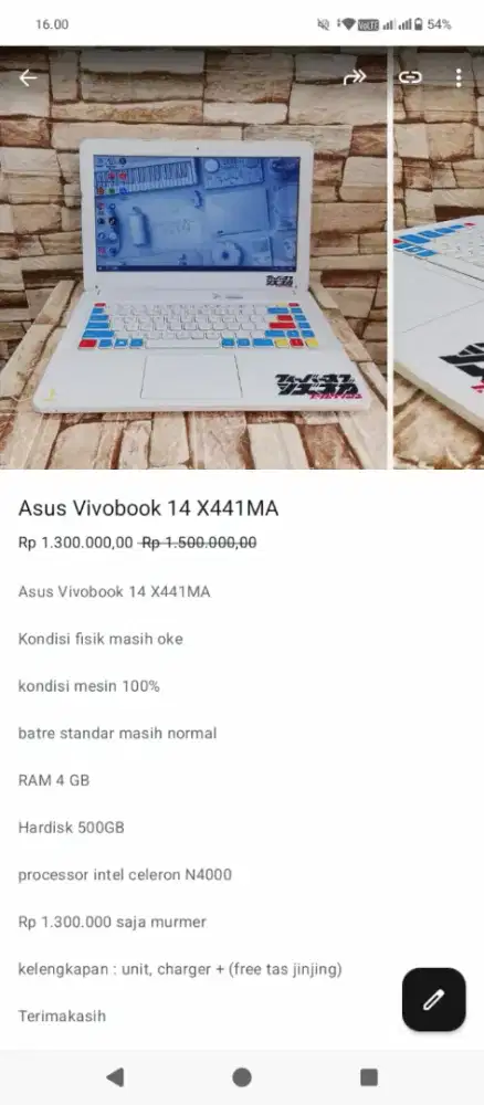 JUAL LAPTOP ASUS VIVOBOOK 14 x441MA