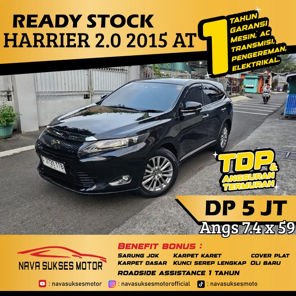 TDP 5 Jt Angs Termurah Toyota Harrier 2.0 2015 Matic Hitam Low Km